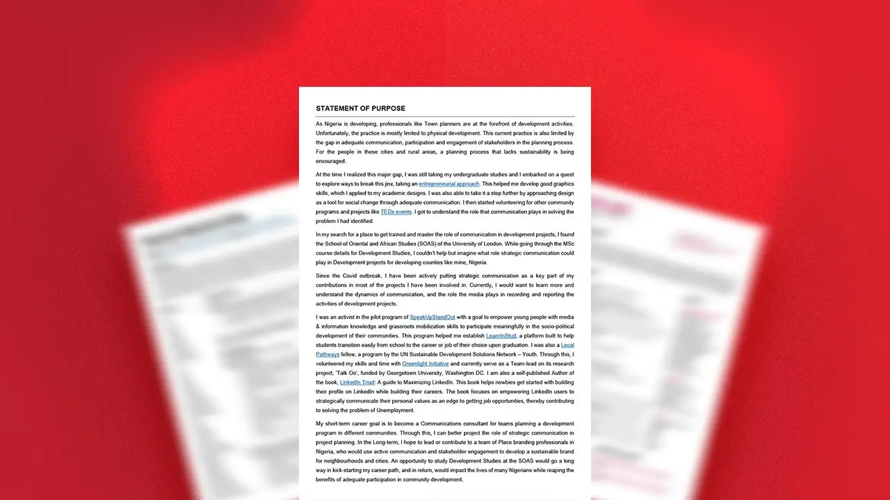 Statement of Purpose Writing